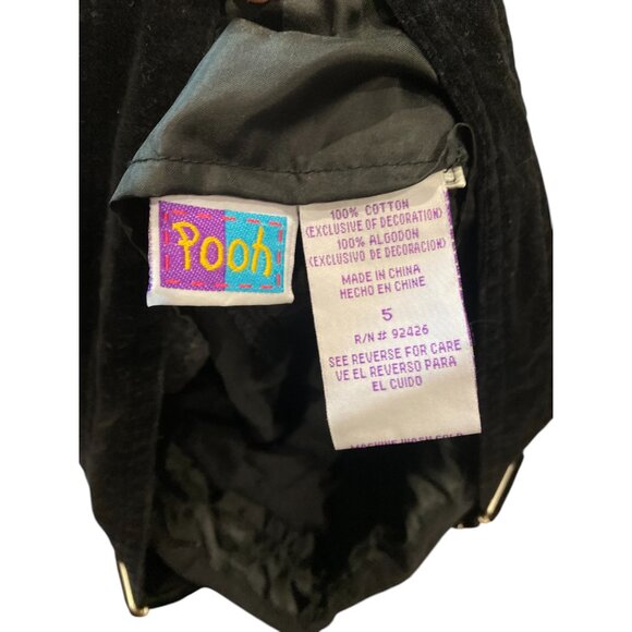 Vintage Disney Winnie the Pooh Black Corduroy Overalls Girls 5 Embroidered - Picture 9 of 11